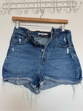 Levi's Blue Distressed Cutoff Jean Shorts
